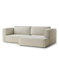 ECKSOFA MIT SCHLAFFUNKTION Velto Creme Chenille-Stoff - Creme/Schwarz, Holz/Holzwerkstoff (250/152cm) - Maison de Reve