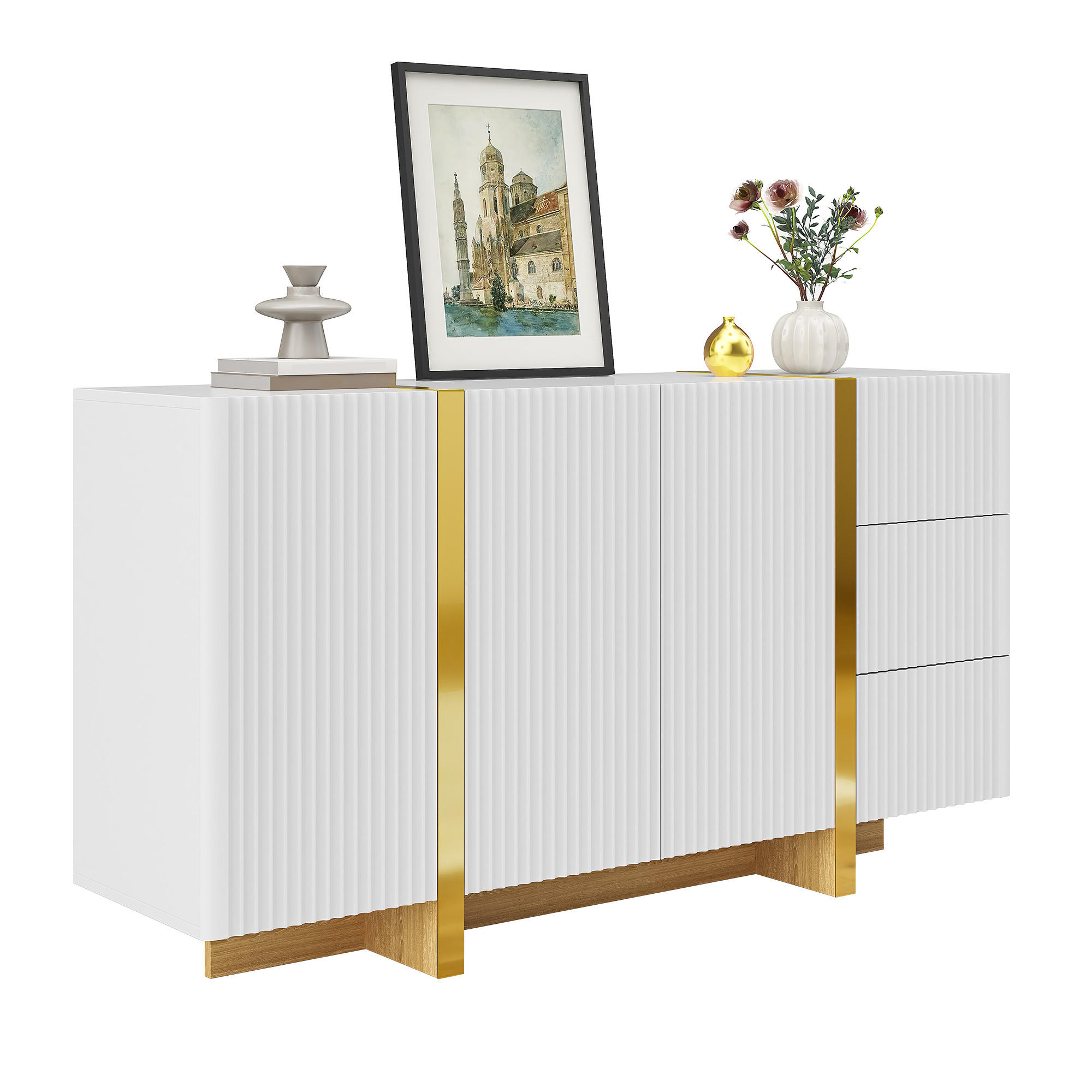 SIDEBOARD mit 3 Türen und 3 Schubladen - Weiß, Holzwerkstoff (140/75/36cm) - FLIEKS