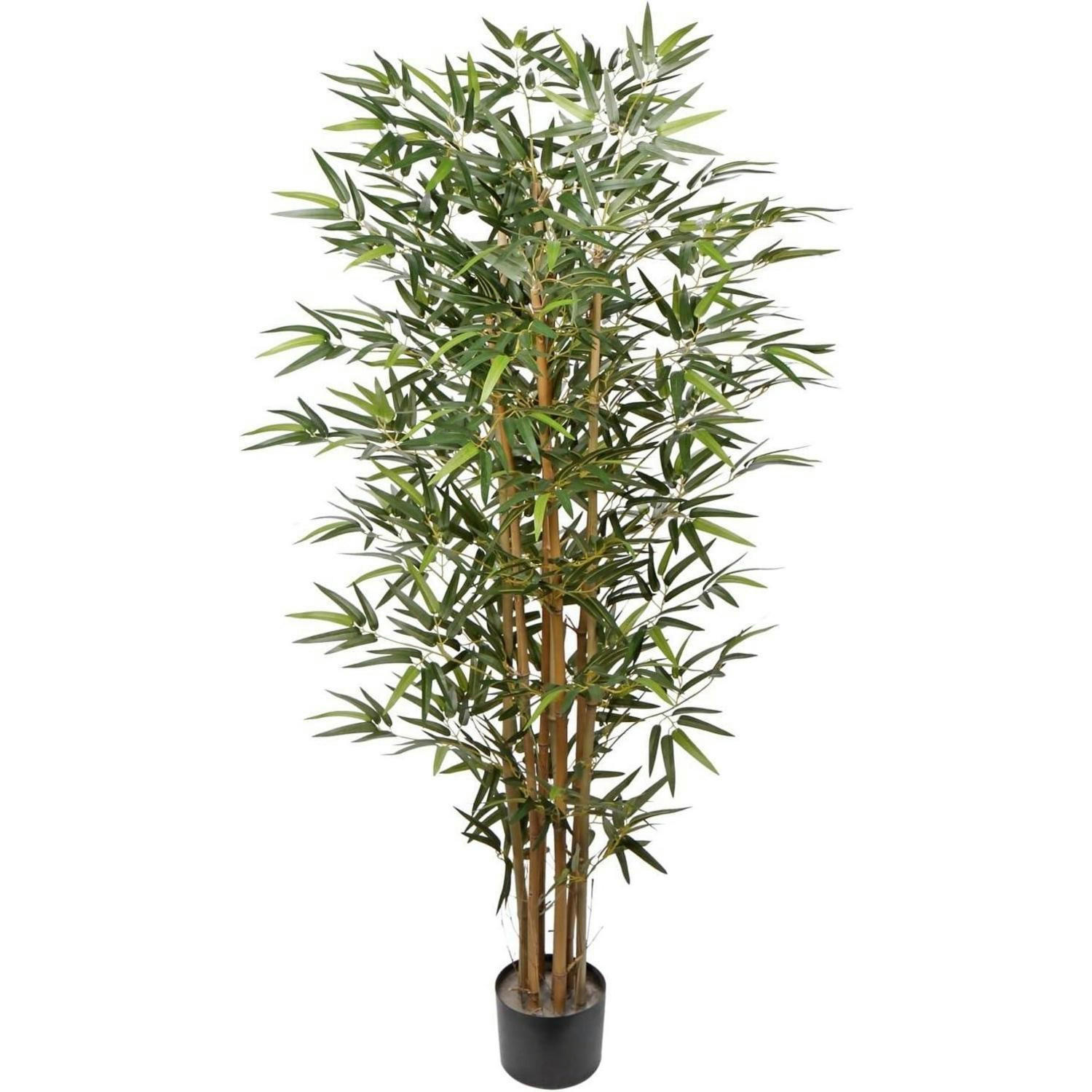 KUNSTPFLANZE Bambusbaum mit Echtholzstamm 152 cm Grün - Grün, Naturmaterialien (15.2cm)