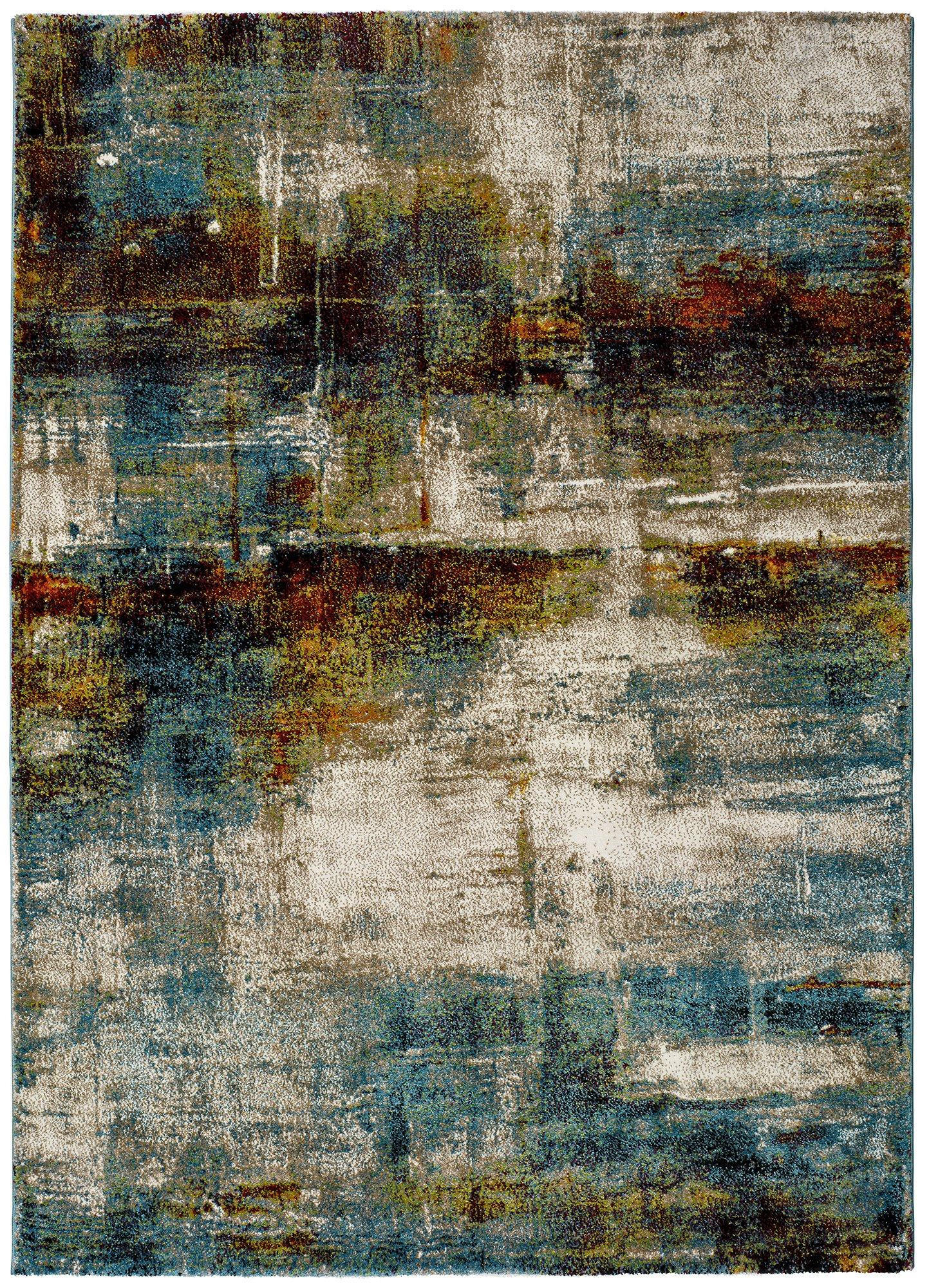 Atticgo Webteppich Mehrfarbig, Blau, Silber, Dunkelorange 140x200 cm