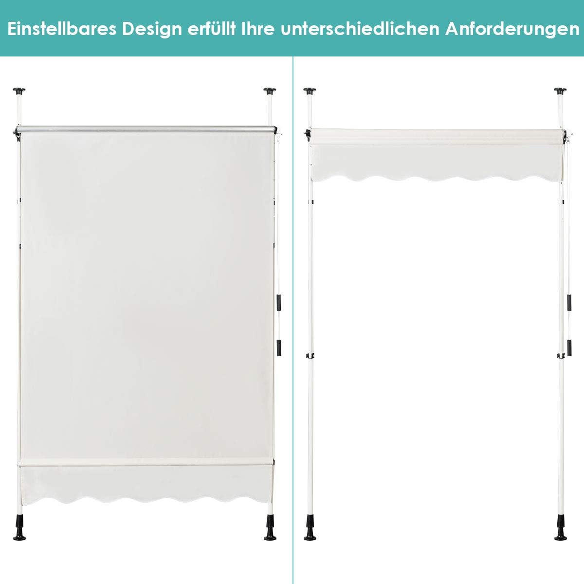 KLEMMMARKISE Beige - Beige, Metall (150/300/125cm) - COSTWAY