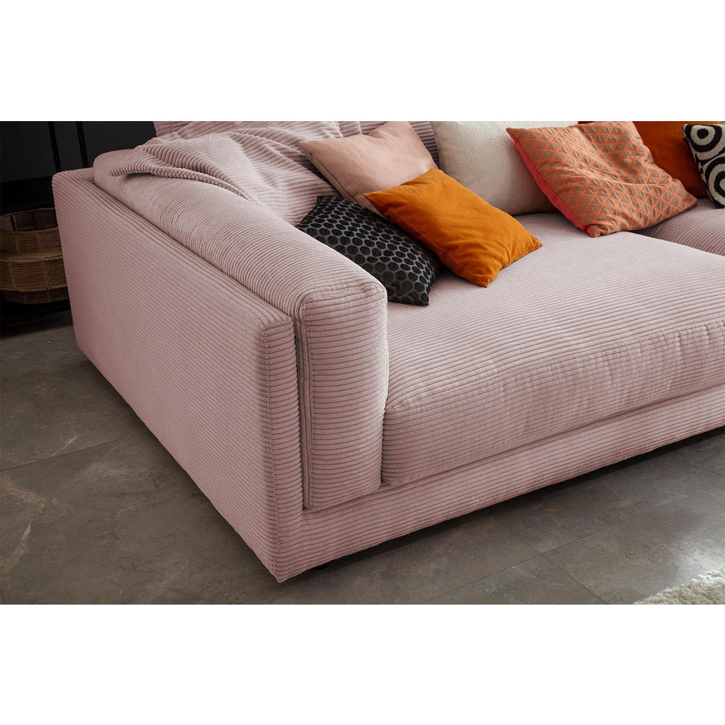Thumbnail - Kawola Big, Pink, Schwarz, Textil, Echtholz, 3-Sitzer, Füllung: Komfortschaum, 254x85x150 cm, Wohnzimmer, Sofas & Couche...