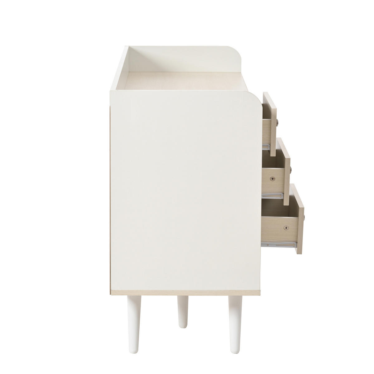 SIDEBOARD 117.5cm Holzfarbe Mit 3 Schubladen & Regalen - Weiß, Holzwerkstoff (39.5/79/117.5cm) - FLIEKS