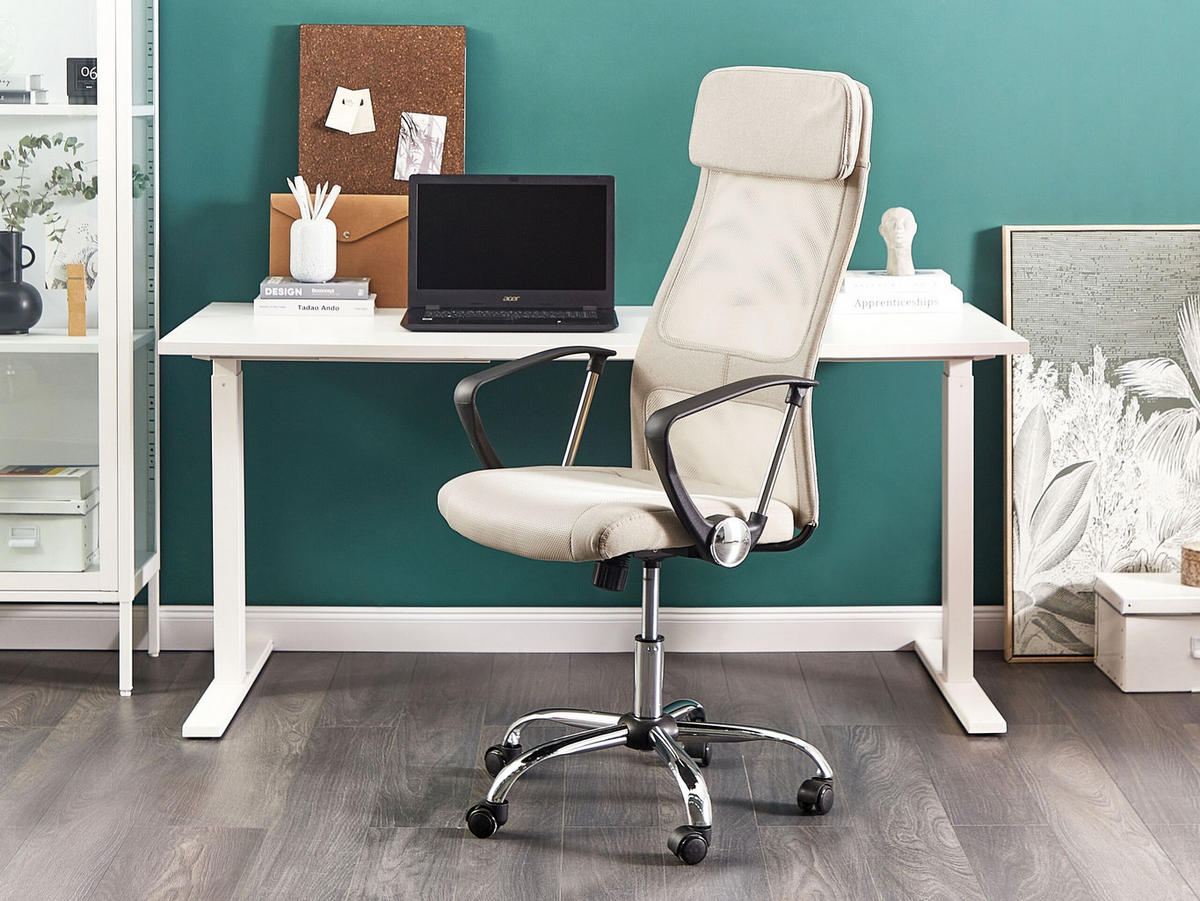 BÜROSTUHL Polyester Beige Pioneer - Beige, Textil/Metall (63/118/63cm) - Beliani