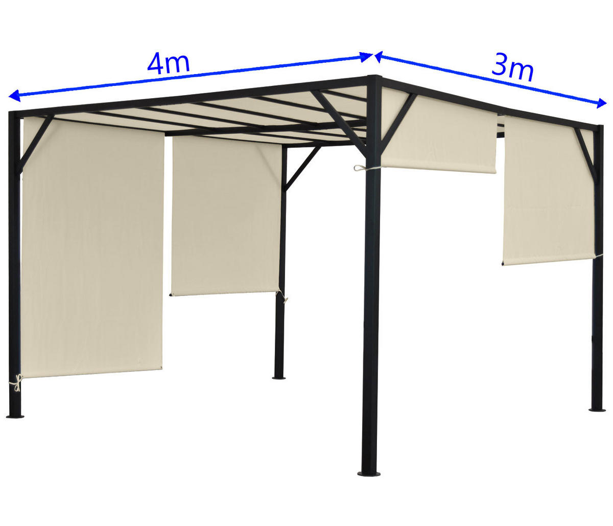 PERGOLA BEJA Cremeweiß - Weiß, Metall (305/212/405cm) - MCW