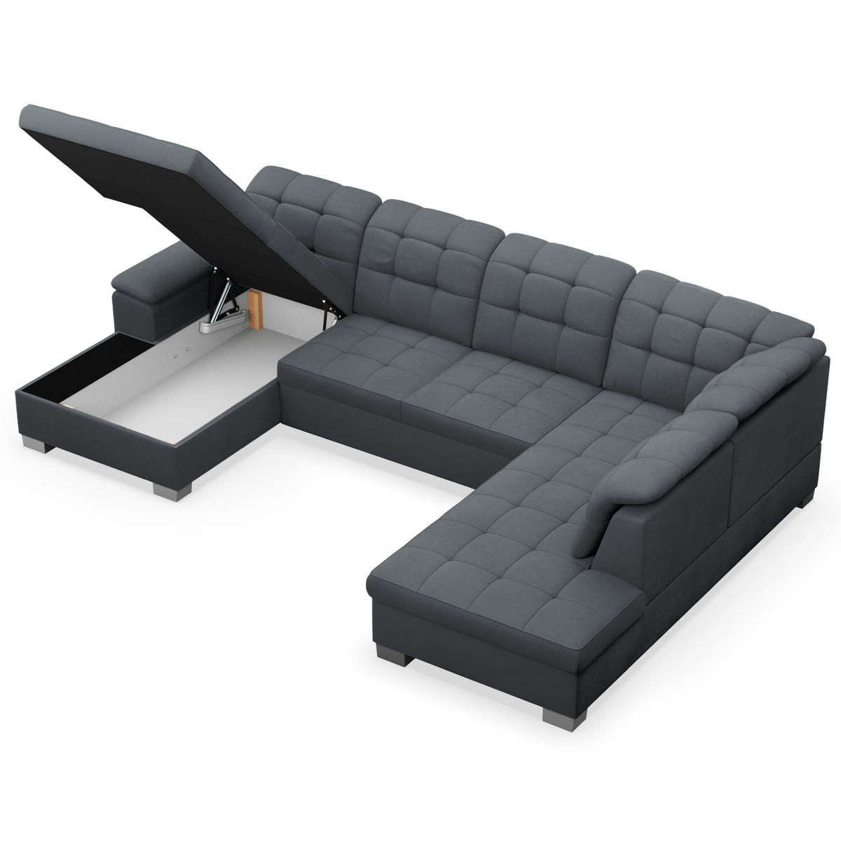 WOHNLANDSCHAFT Jamaal Dunkelgrau linksseitig - Dunkelgrau/Schwarz, Textil (330/106/212cm) - Selsey
