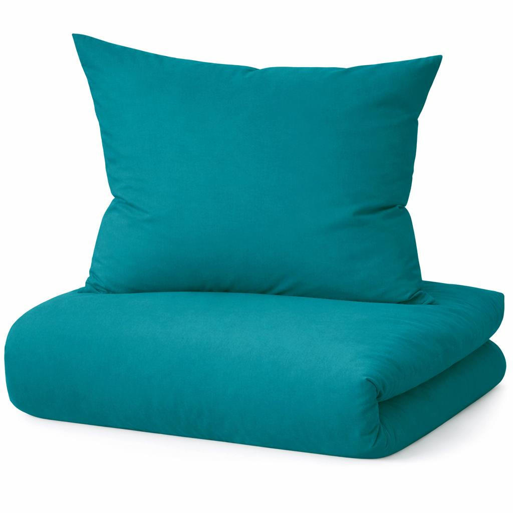 BETTWÄSCHE Mako Satin 200x200 cm aus 100% Baumwolle mit Reißverschluss, Uni Bettbezug 200 x 200 - Petrol - Petrol, Textil (200/200cm) - Carpe Sonno
