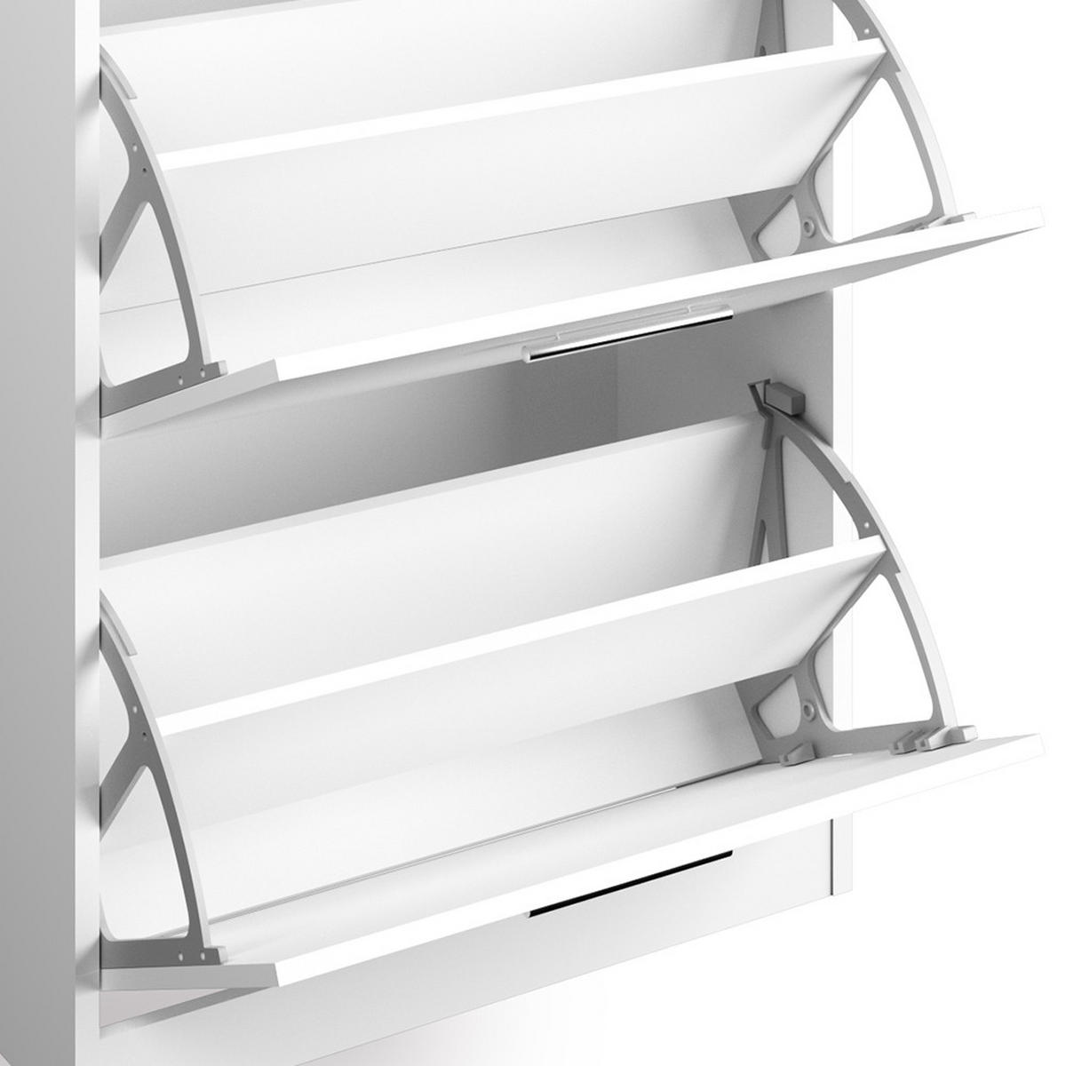 SCHUHKIPPER Gizmo Weiß Hochglanz 59 x 105 cm - Weiß Hochglanz, Holzwerkstoff (59/105/22cm) - Vicco