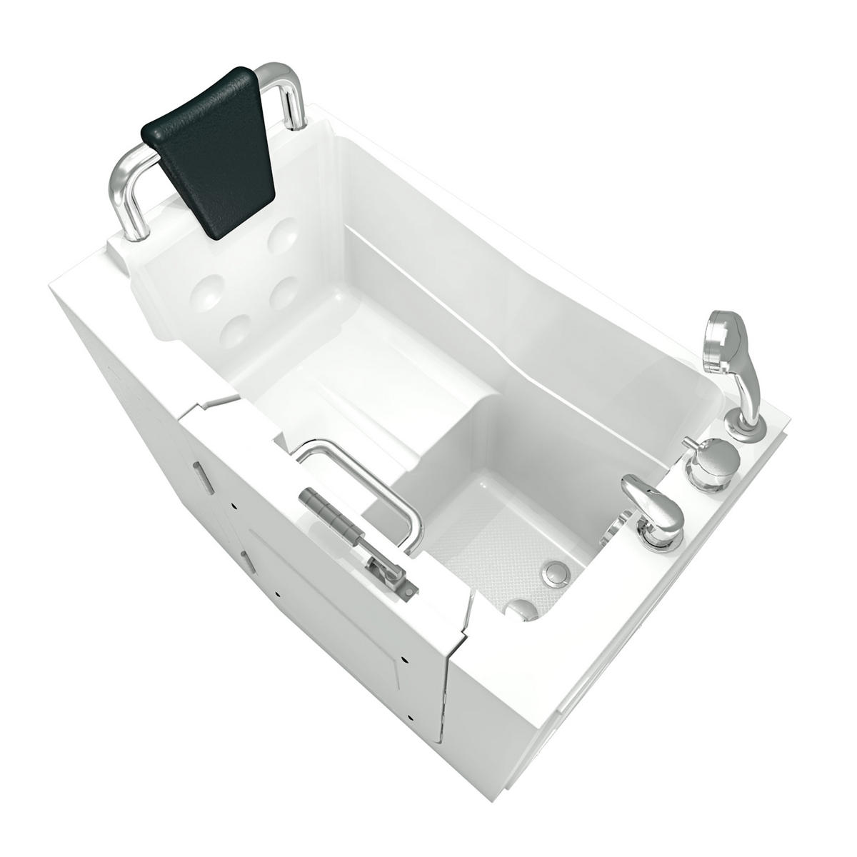 SENIORENWANNE S08-A-L Weiß - Weiß, Glas/Kunststoff (110/114/68cm) - AcquaVapore by Sandra Jentho