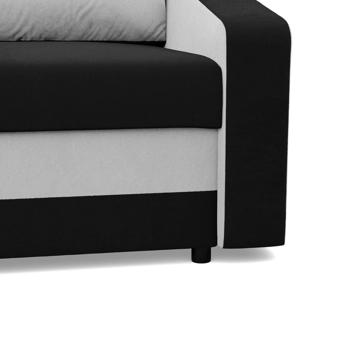 SOFA 3-SITZER MIT SCHLAFFUNKTION ORION, Schwarz + Weiß - Schwarz/Weiß, Textil (220/85/92cm)