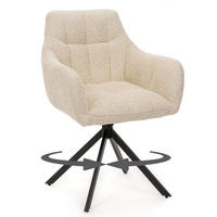 STUHL FANO X drehbar gepolsterter mit Steppung - cream - Boucle - Creme/Schwarz, Textil/Metall (58/83/59cm) - NEW HOME