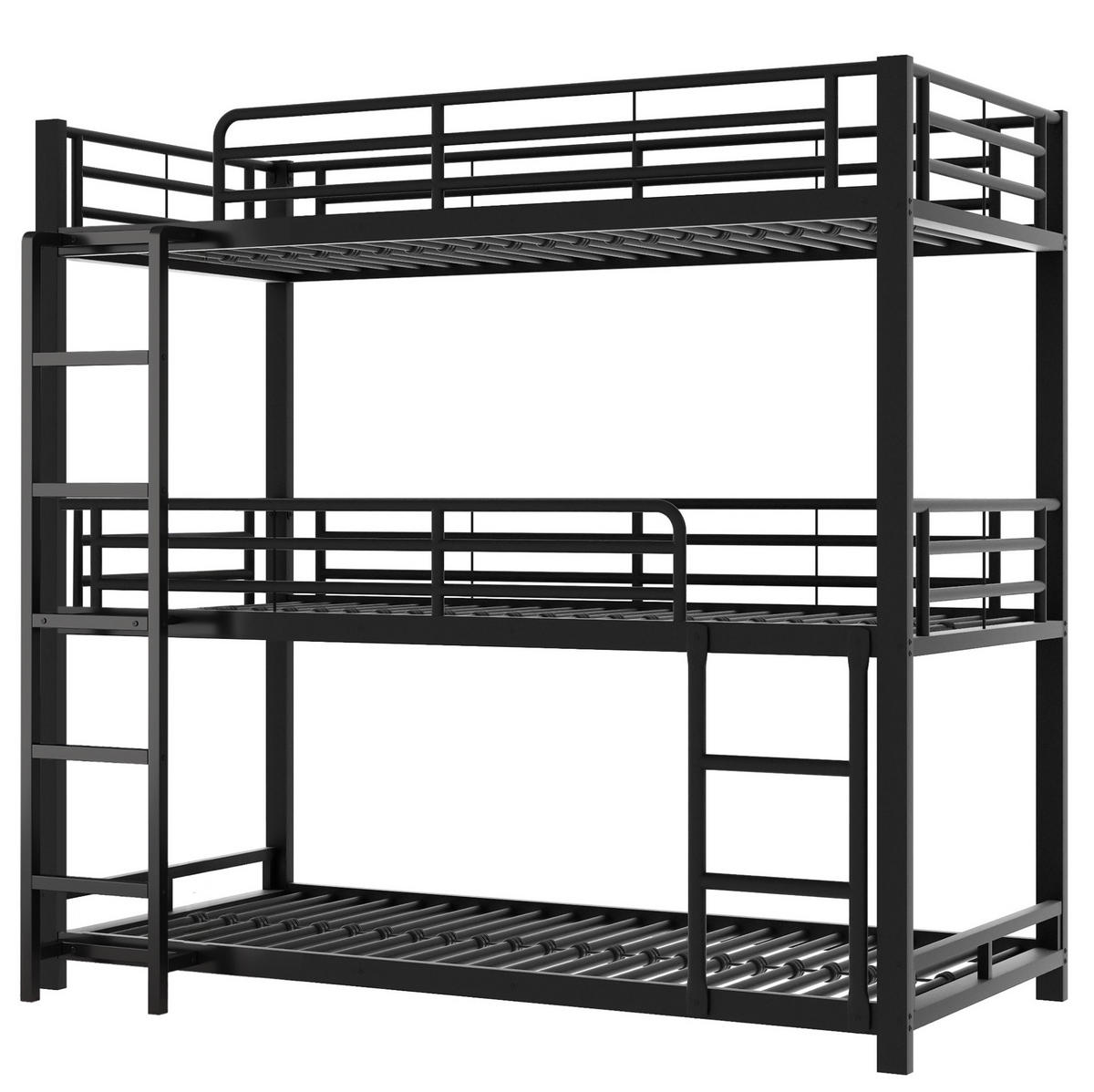 ETAGENBETT Kinderbette 90/200 cm aus Metall mit Sicherheitsgeländern Schwarz - Schwarz, Metall (90/200cm) - Modenvie