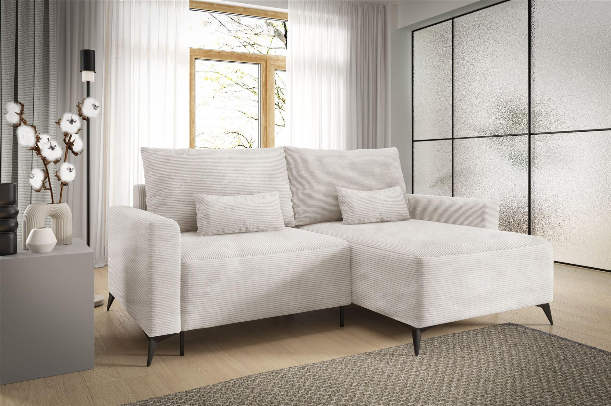 ECKSOFA Silves Mit Schlaffunktion - Weiß, Holzwerkstoff/Textil (239/148cm) - Fun Möbel