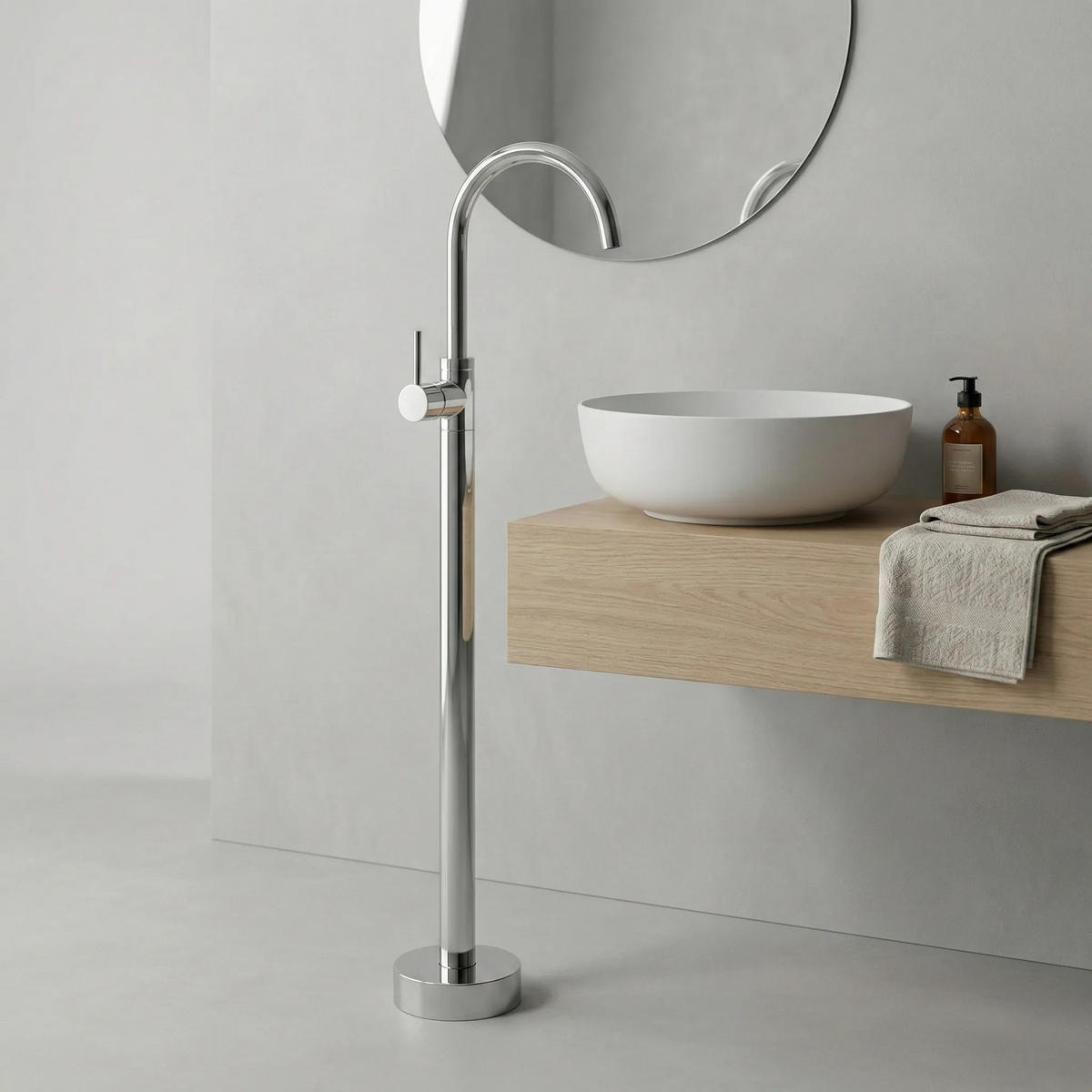 WASCHBECKENARMATUR Freistehend Rea Lungo Chrome - Chromfarben, Metall (20/107.5/16cm) - REA