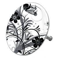 BADEWANNENSTÖPSEL Black Flower - Schwarz, Metall (8/10/10cm) - Sanilo