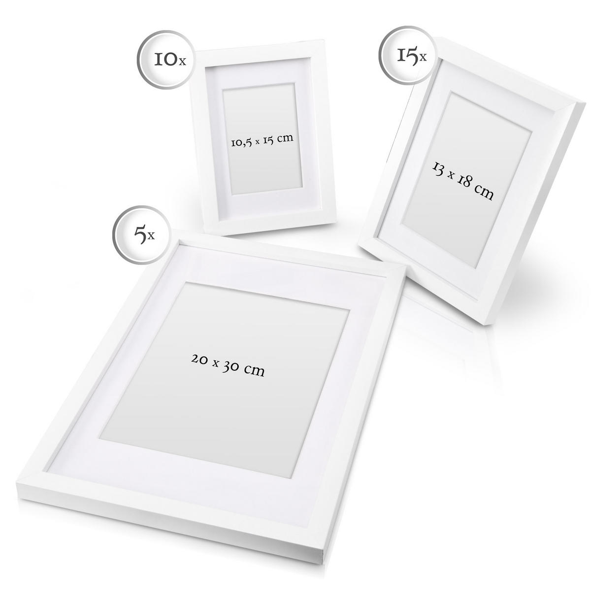 BILDERRAHMEN Emotion MDF Weiß (30tlg) - Weiß, Holzwerkstoff (34/2/36cm) - BoMoe