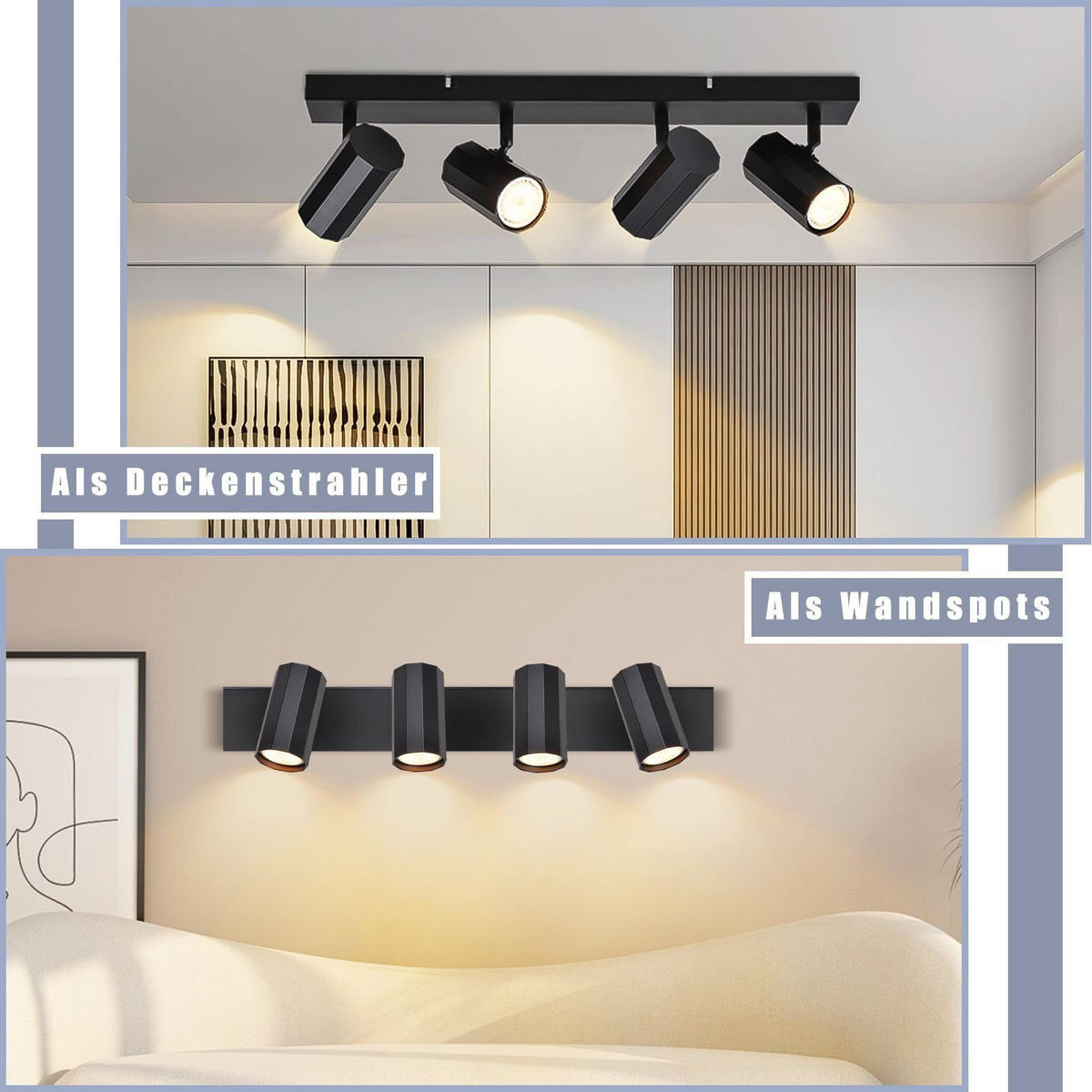 STRAHLER Inga 4-flammig 53/11/3 cm - Schwarz, Metall (53/11/3cm) - Nettlife