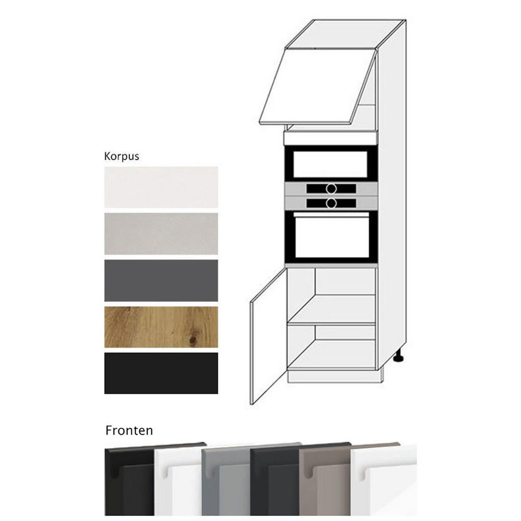 Thumbnail - Feldmann-Wohnen Backofenumbauschrank, Grau, Weiß, Holz, 3 Fächer, Rechteckig, 60x207x59 cm, Küchen, Küchenmöbel, Küchens...