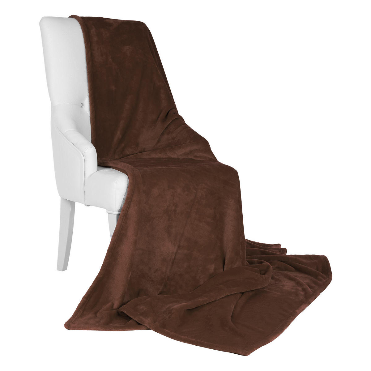 DECKE Aurelia 220/240 cm Dunkelbraun - Dunkelbraun, Textil (240/220cm) - Beautissu 