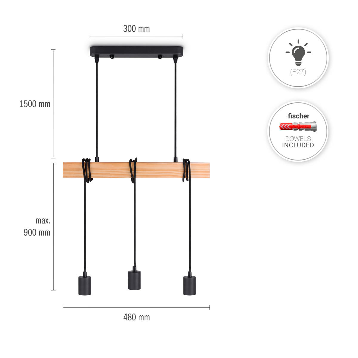 PENDELLEUCHTE Sina - Chromfarben/Weiß, Metall (48/6/5cm) - Paco Home
