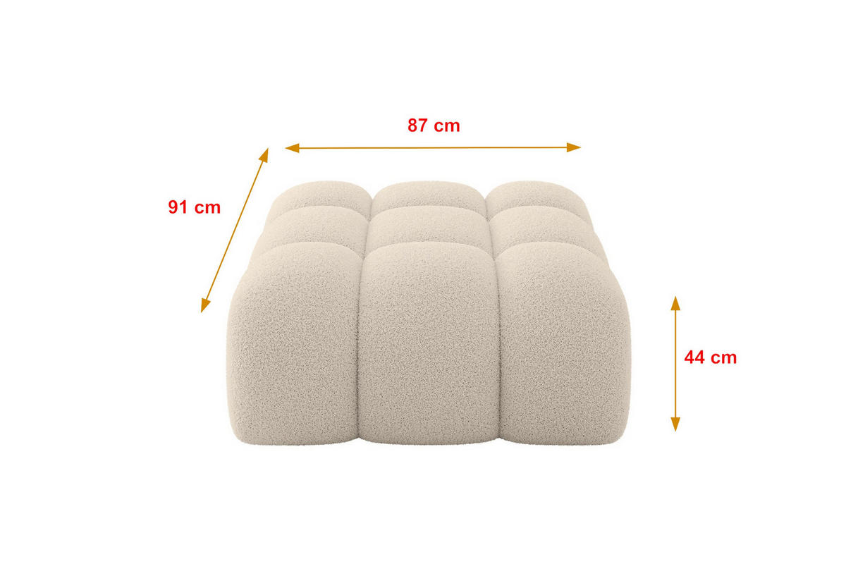 POUF OLEA-PUF 91x87x44 cm Dunkelbeige Bouclé Modular Sitzhocker - Schwarz/Cappuccino, Holzwerkstoff/Kunststoff (91/44/87cm) - ALTDECOR