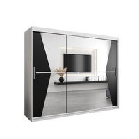 SCHWEBETÜRENSCHRANK 200/250/62 3-türig - Silberfarben/Schwarz, Holz/Kunststoff (250/200/62cm) - Abiks Möbel