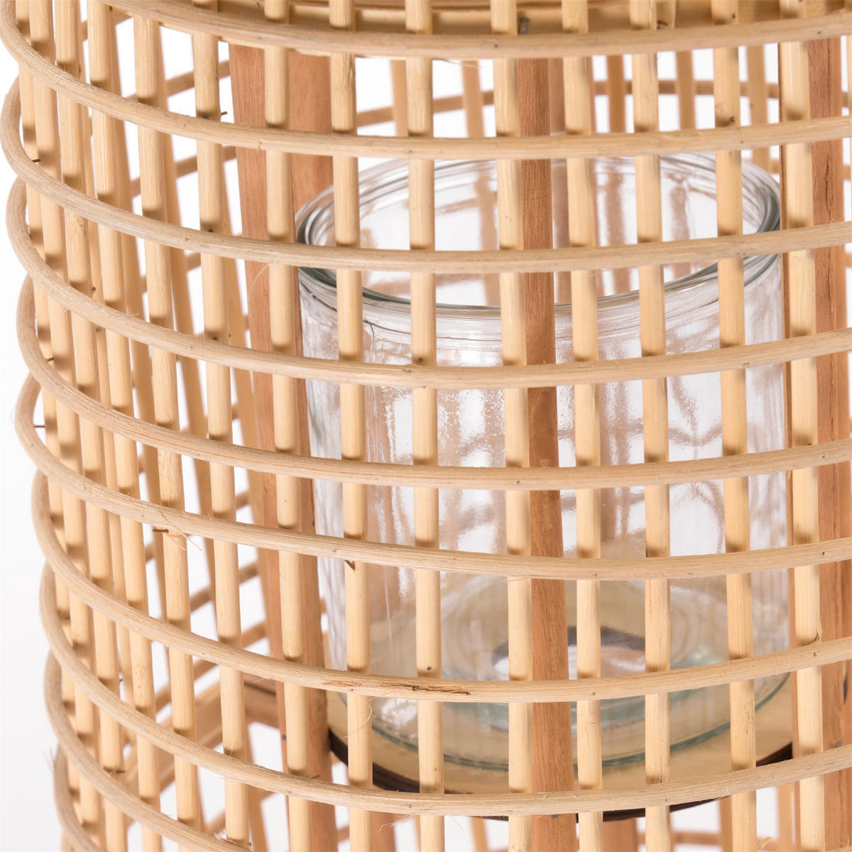 LATERNE Iva 50 Bambus, mit Windlicht-Glaseinsatz naturfarben - Naturfarben, Holz (25/50/25cm) - CREEDWOOD