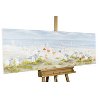 ÖLGEMÄLDE 150/50 cm - Blau/Beige, Holz/Textil (2/50cm) - KUNSTLOFT