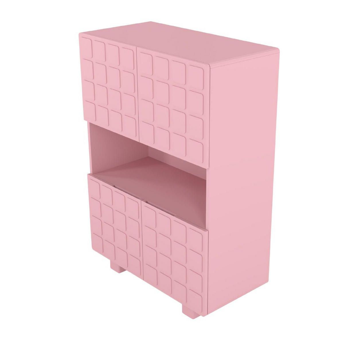 HIGHBOARD Cubo Long, Geometrische 3D Fronten, 85 x 120 cm, Rosa - Hellrosa, Holz/Holzwerkstoff (84.3/120/41.8cm) - Skandica