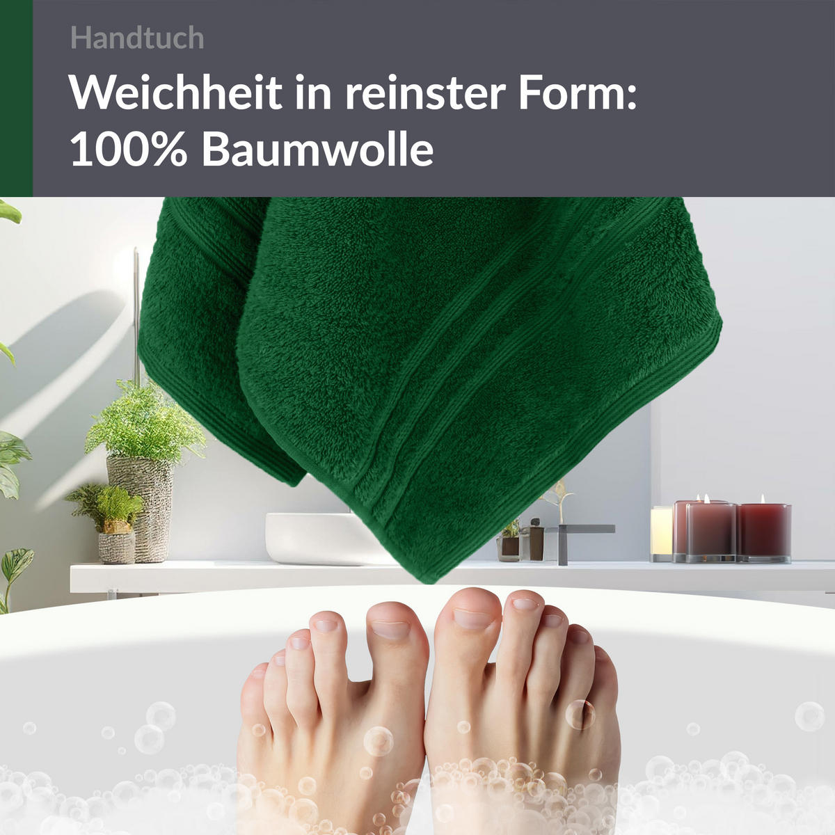 HANDTUCH 50x100 cm London Tannen Grün 4er Set - Waldgrün, Textil (50/100cm) - Lashuma