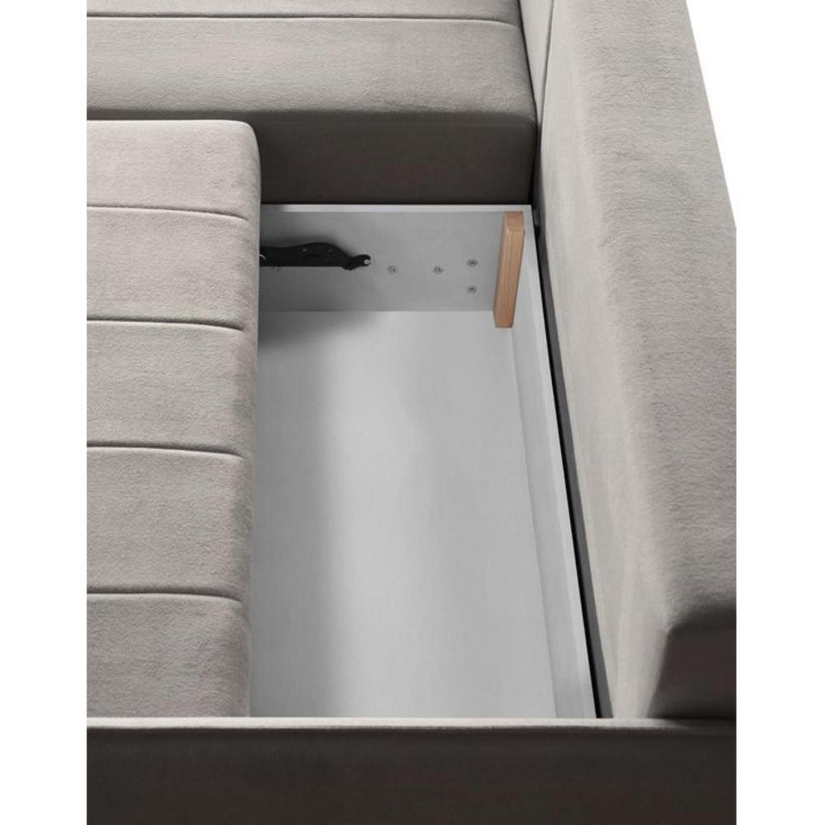 ECKSCHLAFSOFA Capri beige - Beige/Schwarz, Kunststoff/Textil (223/156cm) - Beautysofa