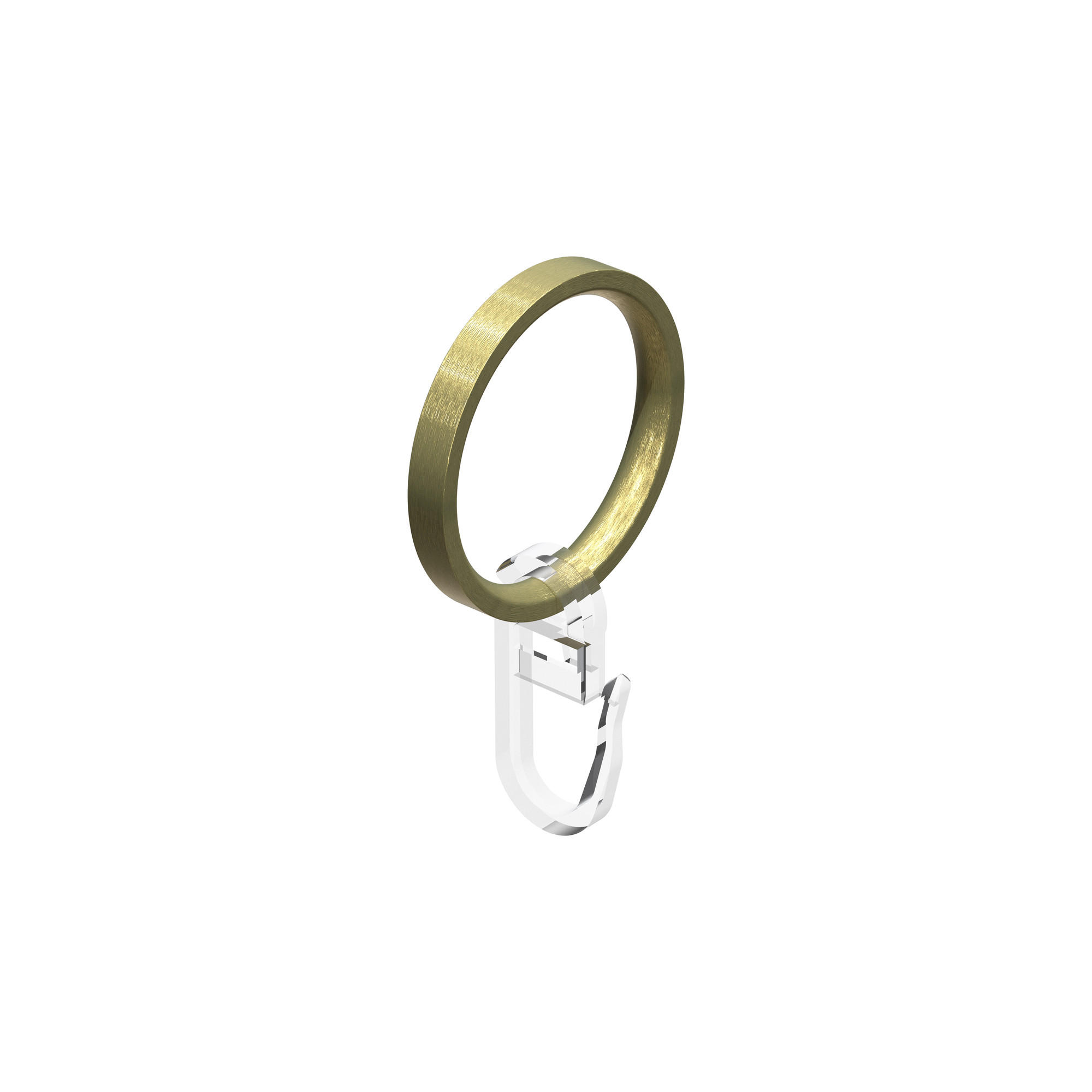 FLACHRINGE MIT FALTENHAKEN FÜR GARDINENSTANGEN 20 mm Ø, Messing-Optik, Packung 10 Stück - Messingfarben, Metall (20cm) - INTERDECO