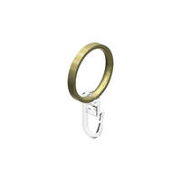 FLACHRINGE MIT FALTENHAKEN FÜR GARDINENSTANGEN 16 mm Ø, Messing-Optik, Packung 10 Stück - Messingfarben, Metall (16cm) - INTERDECO