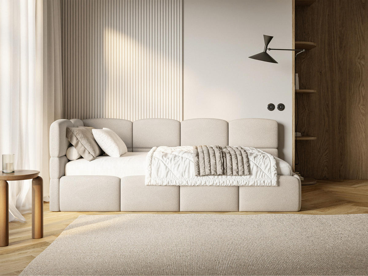 JUGENDBETT Cloudy Creme 120 cm, Chenille - Creme/Schwarz, Kunststoff/Textil (120/200cm) - Selsey