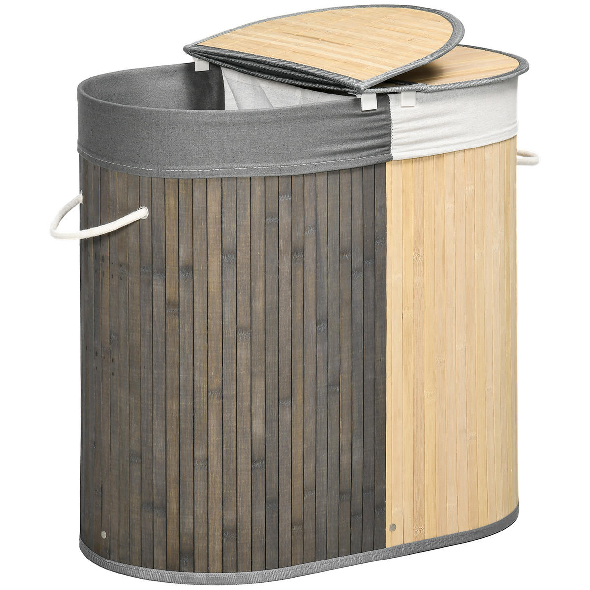 WÄSCHEKORB DE-18794 Grau - Grau, Naturmaterialien (62.5/60.5/37cm) - ComfortXL