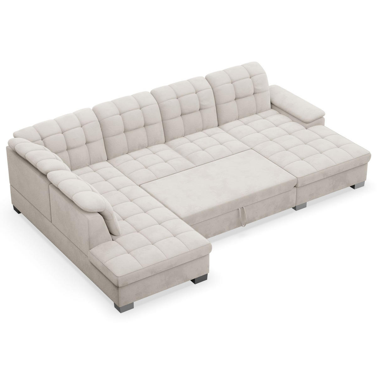 WOHNLANDSCHAFT Jamaal Taupe Velours rechtsseitig - Taupe/Schwarz, Textil (330/106/212cm) - Selsey