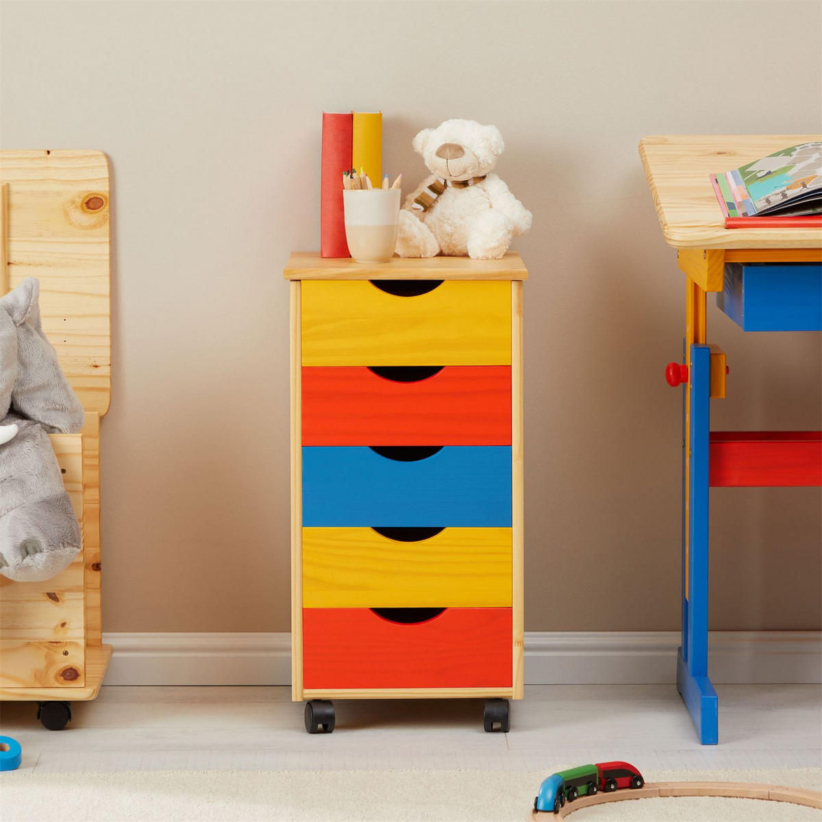 ROLLCONTAINER LAGOS - Multicolor, Holz (35/65/40cm) - IDIMEX