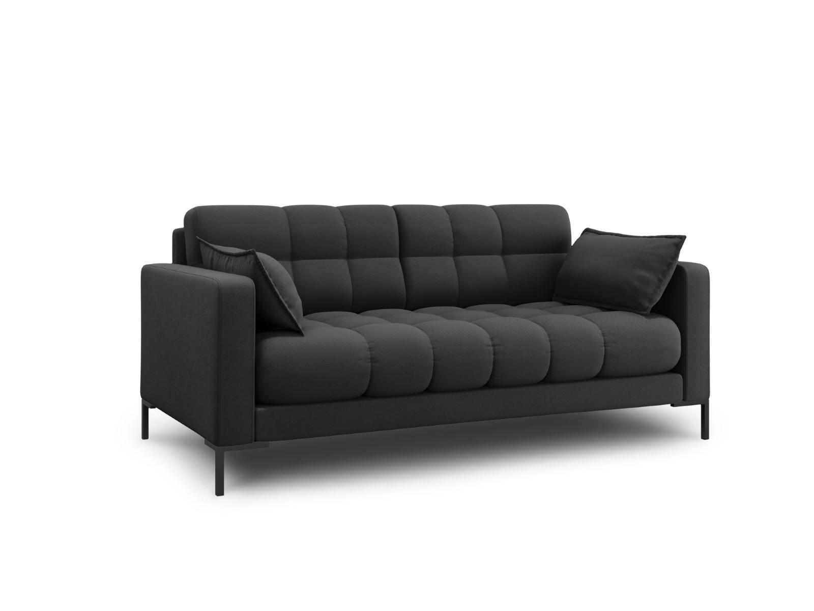 SOFA Mamaia aus strukturiertem Stoff dunkelgrau 2 Sitzplätze - Dunkelgrau, Textil (92/75/152cm) - Micadoni