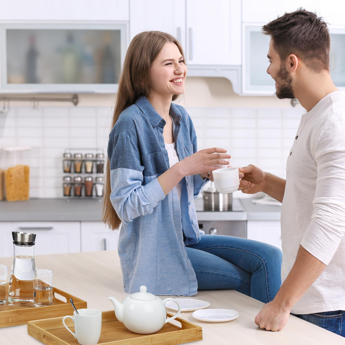 2xSERVIERTABLETT - Hellbraun, Holz (45/5.5/31cm) - Relaxdays