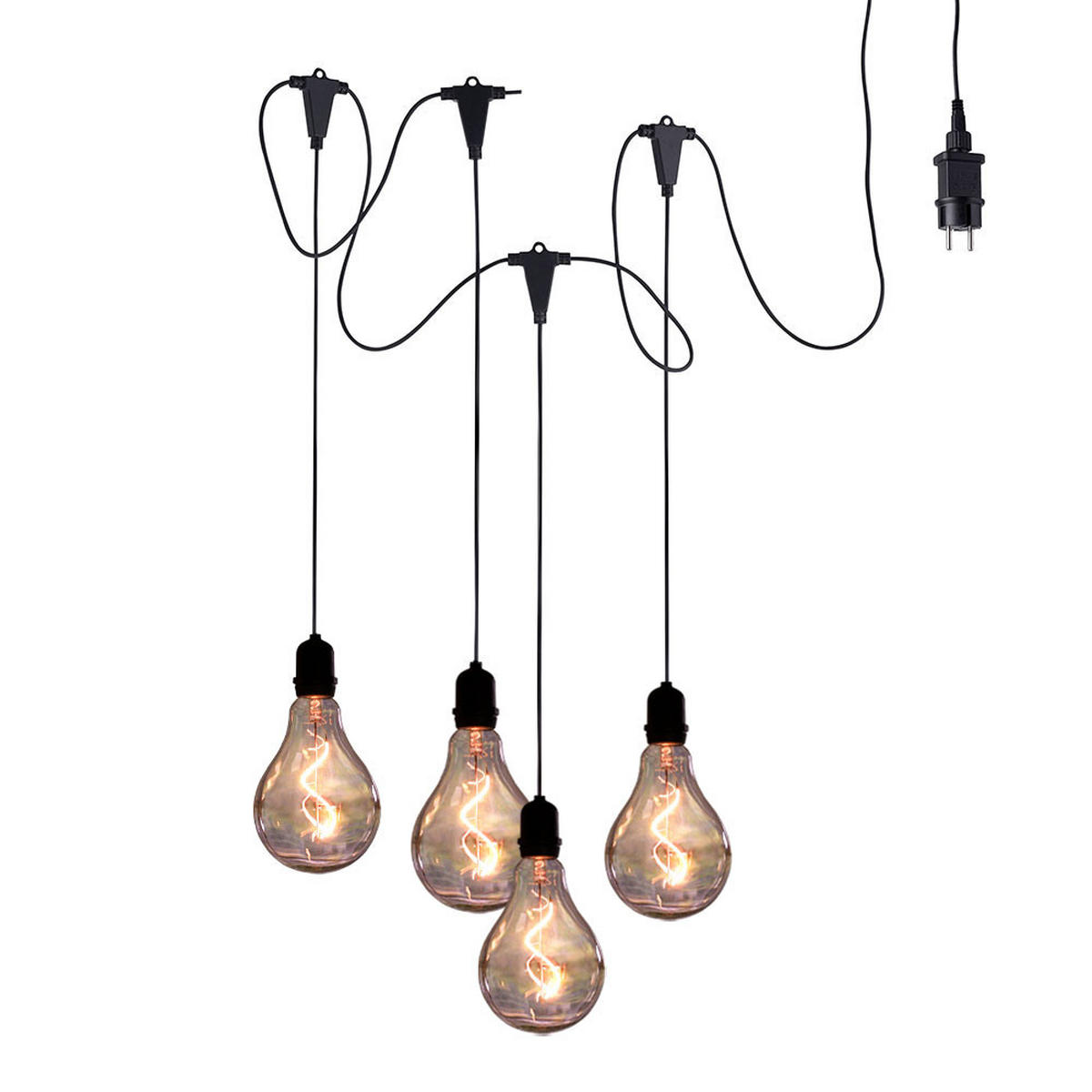 LED AUSSENHÄNGELEUCHTE Schwarz 4-Flammig - Schwarz, Kunststoff (150/11/50cm)