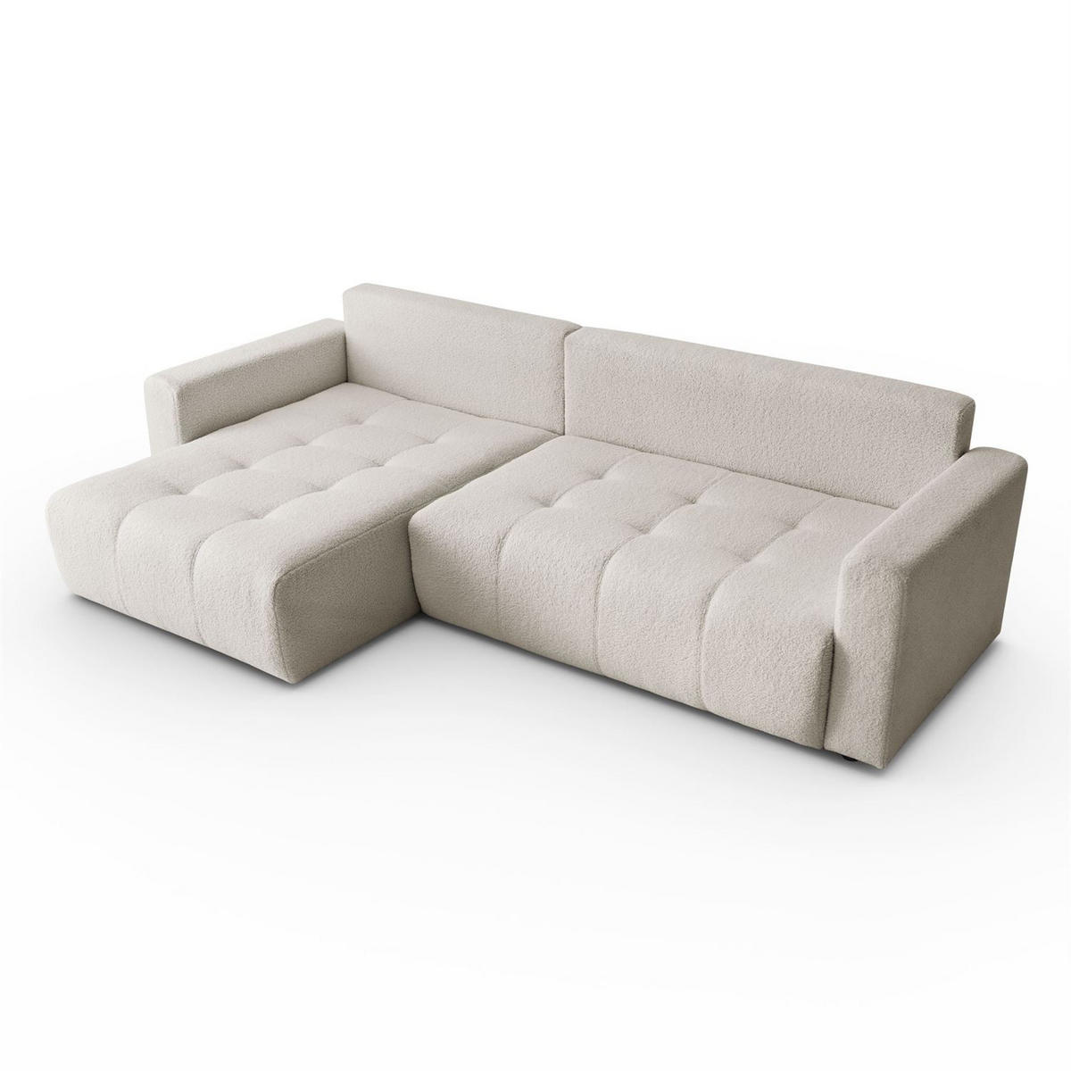 ECKSOFA ASTON mit Schlaffunktion und Bettkasten - Ecru, Textil (261/143cm) - Lookway