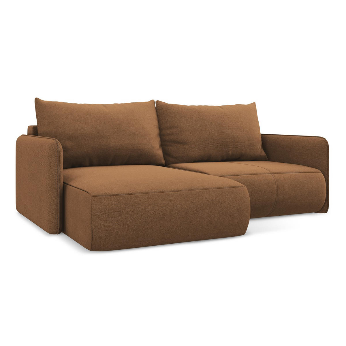 ECKSOFA mit Schlaffunktion Strukturstoff Stoff Orange - Terracotta/Schwarz, Kunststoff/Textil (148/207cm) - LaMiaSofa