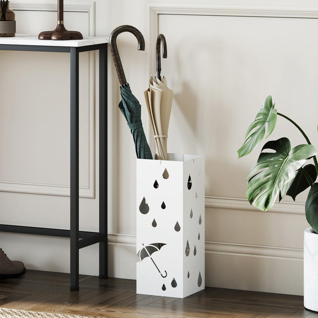 Thumbnail - Homcom Regenschirmständer, Weiß, Metall, 15.5x40x15.5 cm, Garderobe, Schirmständer