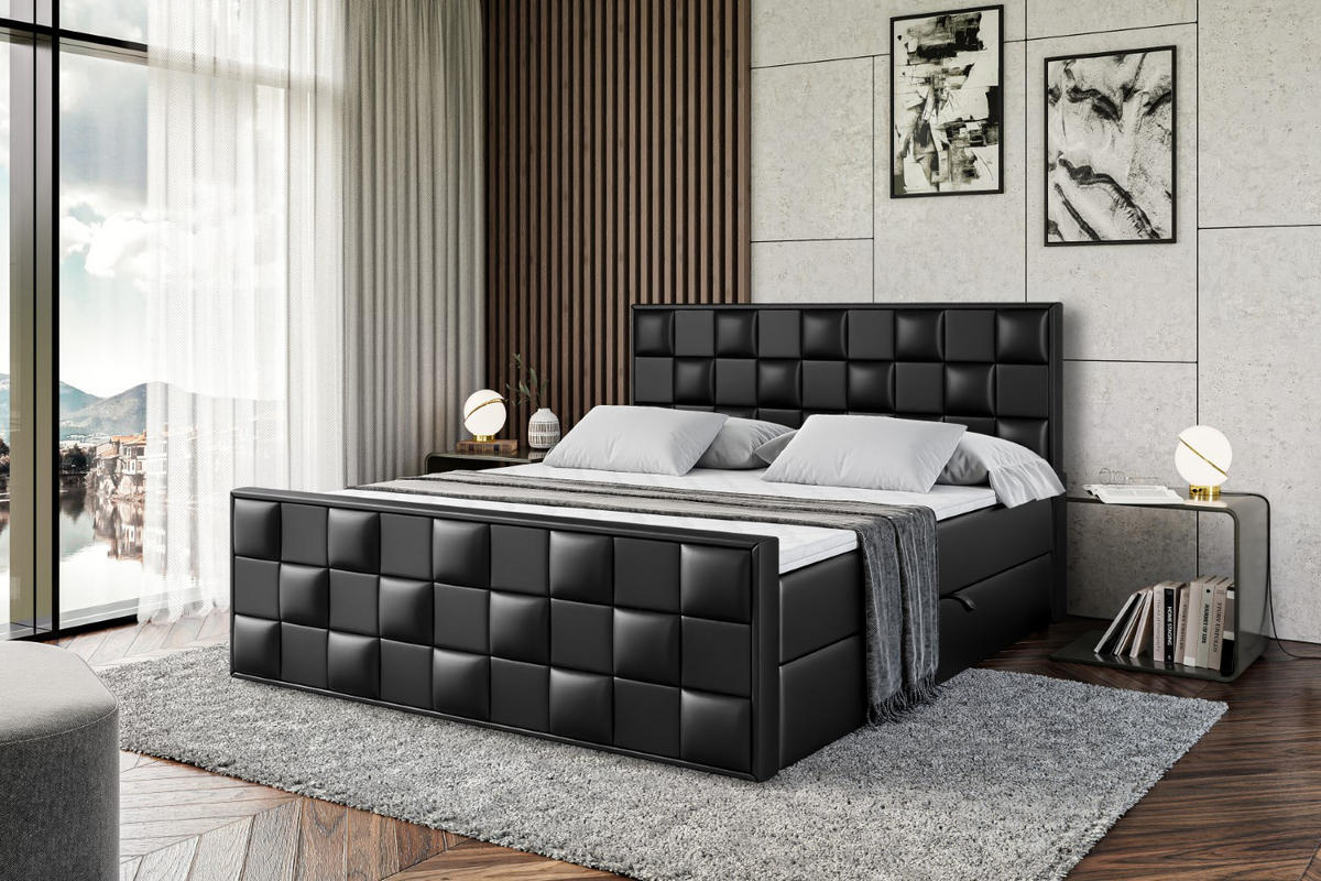 BOXBETT ZAFIRA - 180x200 - H4 - Schwarz Hochglanz - Schwarz Hochglanz, Holzwerkstoff (180/200cm) - ALTDECOR