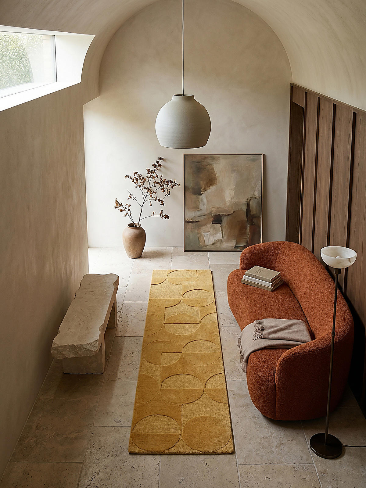 TEPPICH aus Wolle DEBEN in Senfgelb, geometrisch, 60 x 230 cm - Gelb, Textil (60/230cm) - KADIMA DESIGN
