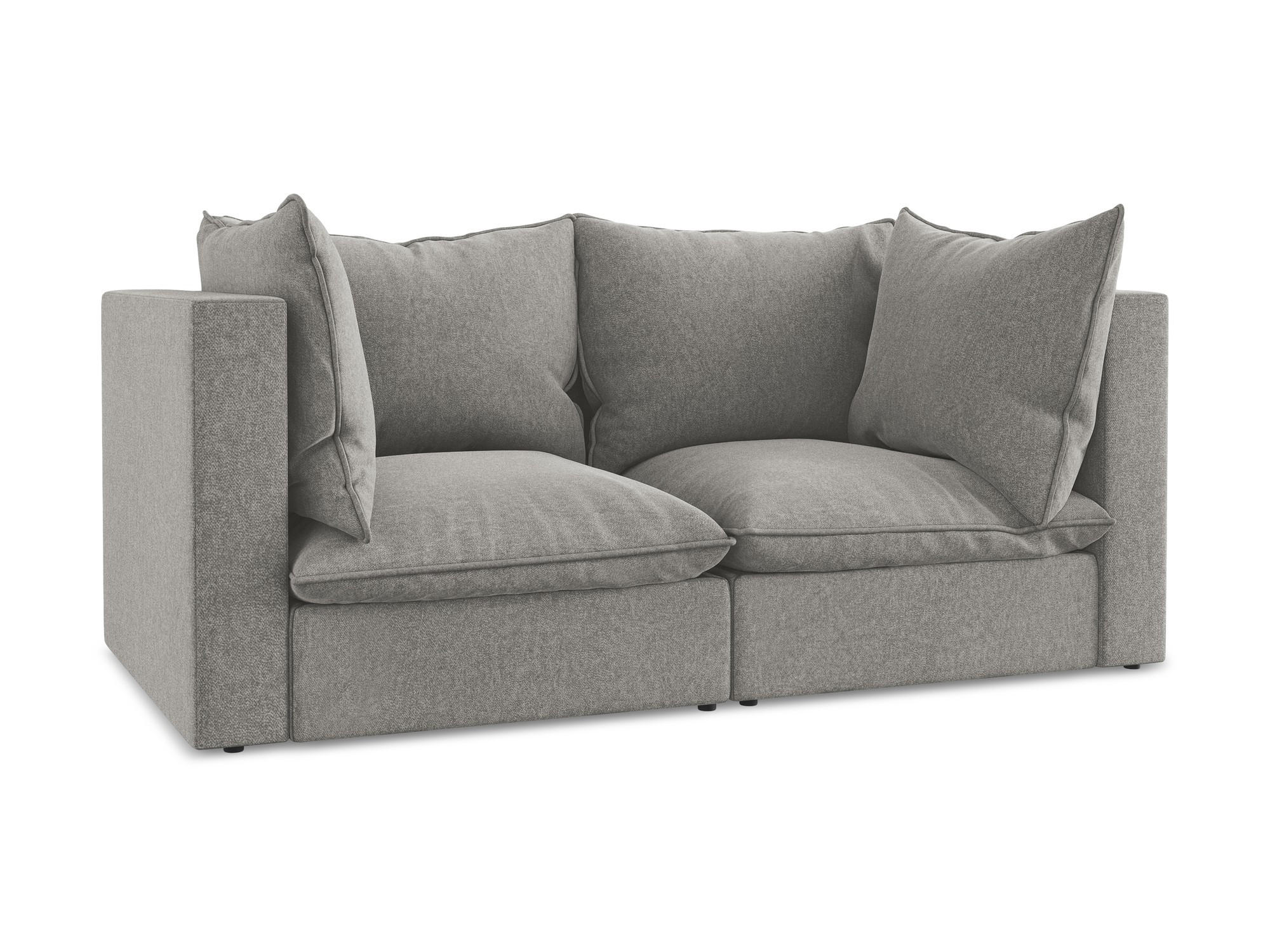 2-SITZER SOFA Samt Stoff Grau - Schwarz/Grau, Holzwerkstoff/Kunststoff (180/77/90cm) - Makamii