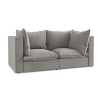 2-SITZER SOFA Samt Stoff Grau - Schwarz/Grau, Holzwerkstoff/Kunststoff (180/77/90cm) - Makamii