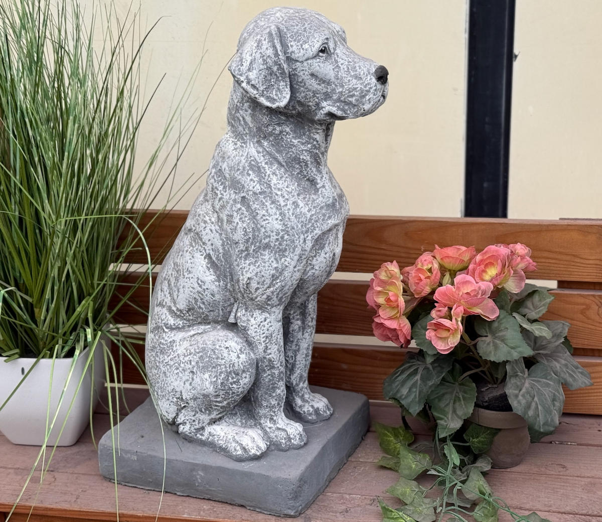 STEINFIGUR Dogge massiv, frostfest - Grau, Stein (25/48/25cm) - stoneandstyle