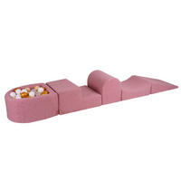 BÄLLEBAD klein mit Schaumstoff Bausteinen für Kinder, Boucle, Rosa - Transparent/Beige, Textil (250/45/30cm) - MeowBaby