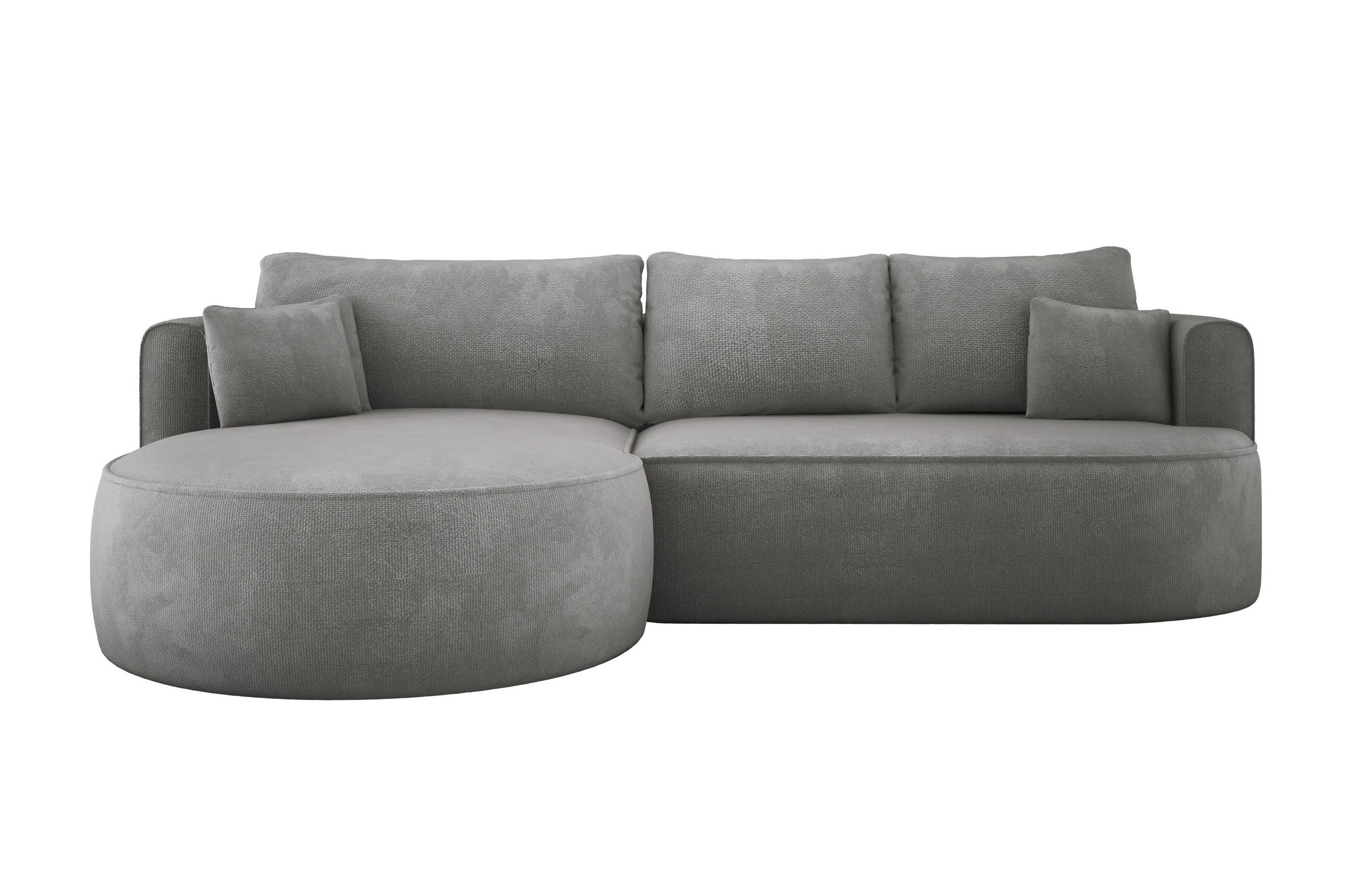 ECKSOFA FIORE-L Moderne Ausziehbare Schlaf-Funktion, automatischer Auffaltung, lose Rückenkissen freistehend LINKS 284x183x82 cm cm Silver - Silberfarben, Holz/Textil (183/284cm) - DomoHome